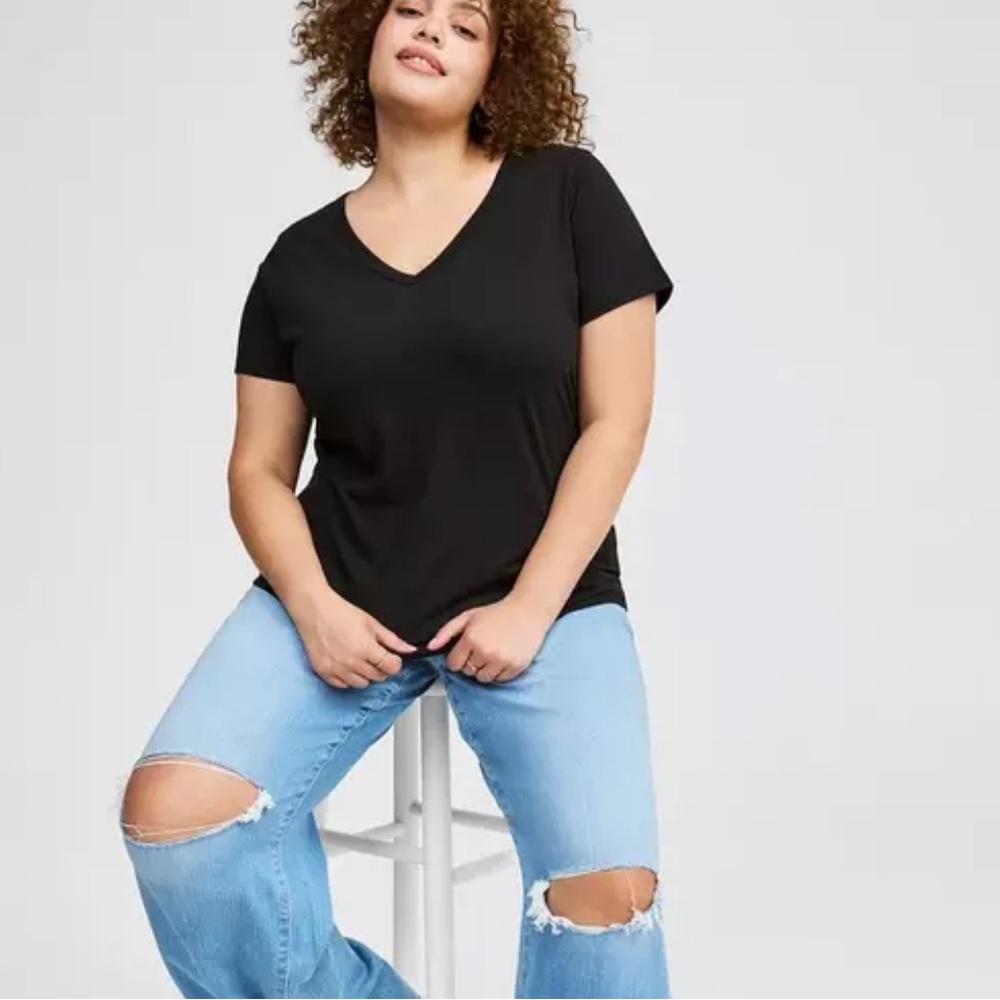 Torrid Black V-Neck Tee